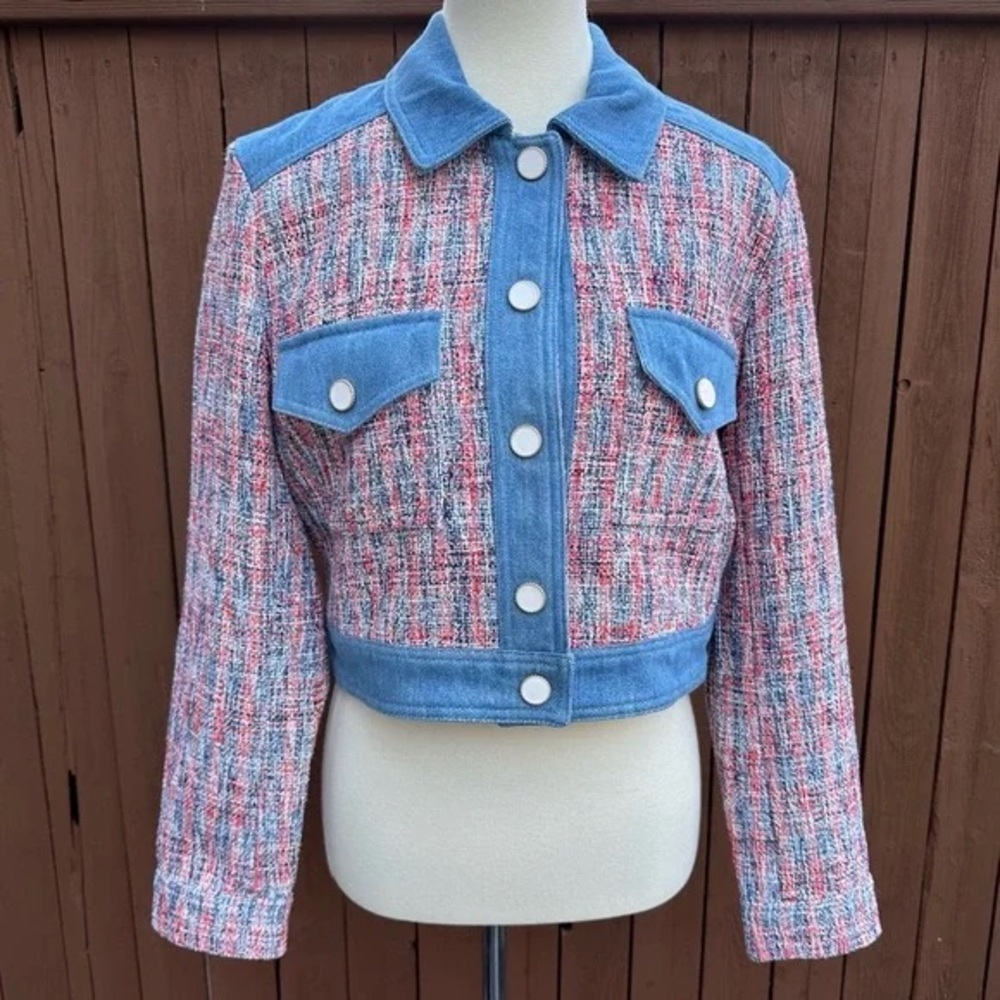old money tweed House of Harlow embellished jacket